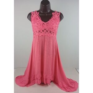 Rue 21 Womens L Pink Spaghetti Strap Lace Shark Bite Hem Sleeveless Sundress